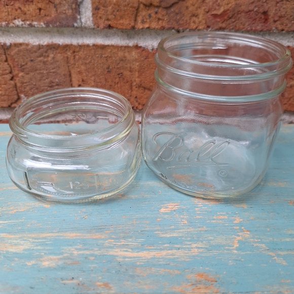 2 Ball Mason Jars Widemouth Glass Unique Size 250ml 500ML Jar w Lid Flat Short - Picture 13 of 16